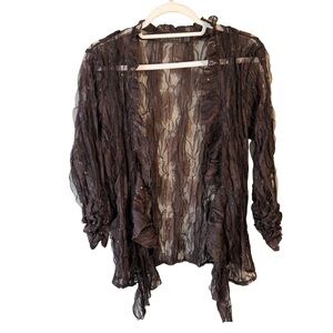 Picadilly Fashion Lace Sequin Cardigan in Rich Brown Size S Boho Festival